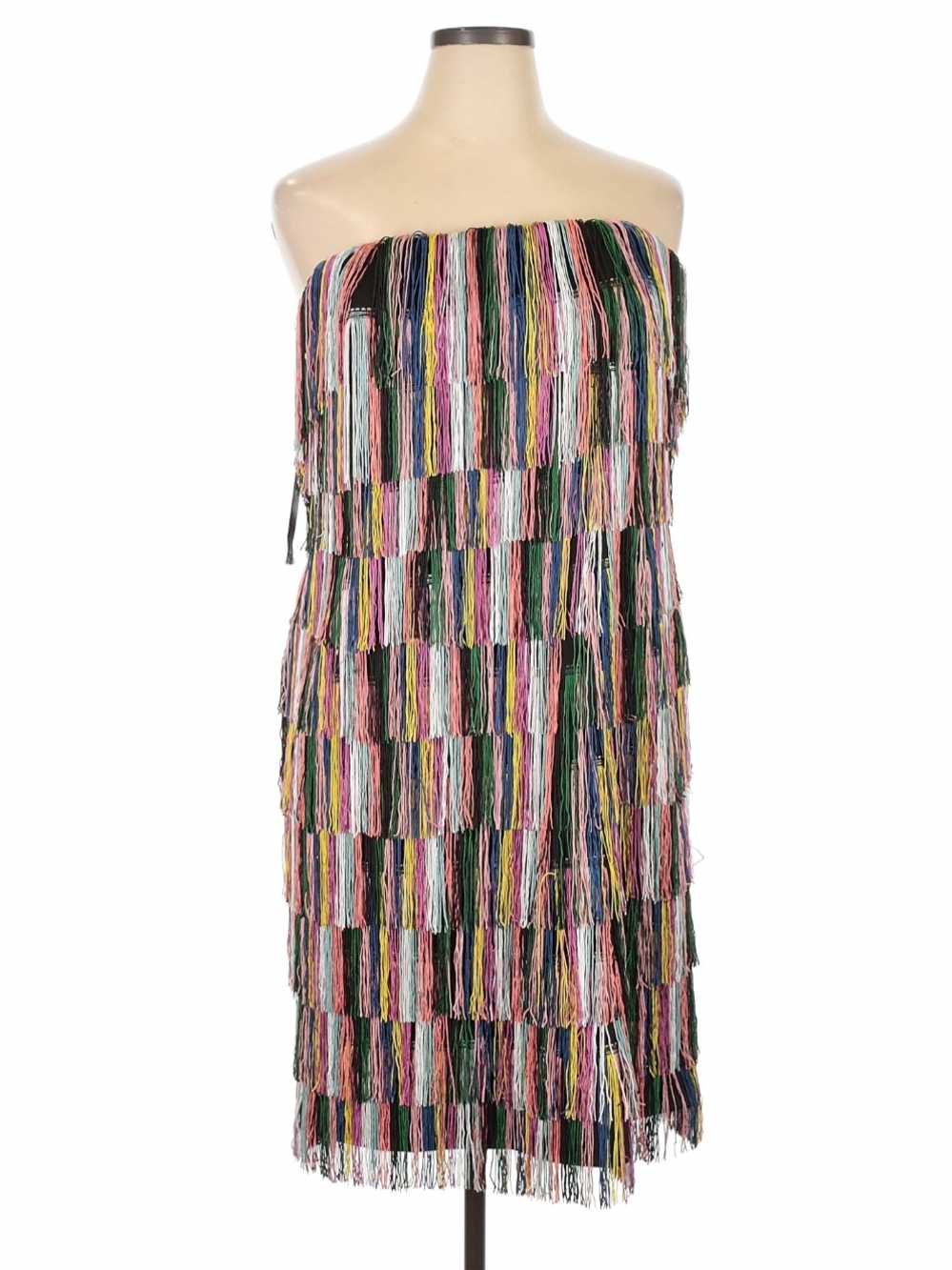 Eloquii Strapless Fringe Midi Dress in Multicolor Size 16